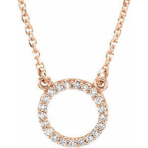 14K Rose Gold .08 CTW Natural Diamond Circle 16" Necklace