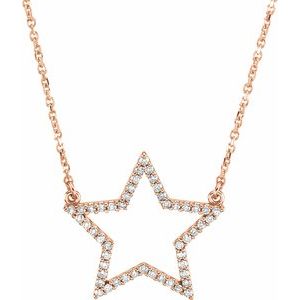 14K Rose Gold 1/5 CTW Natural Diamond Star 16" Necklace