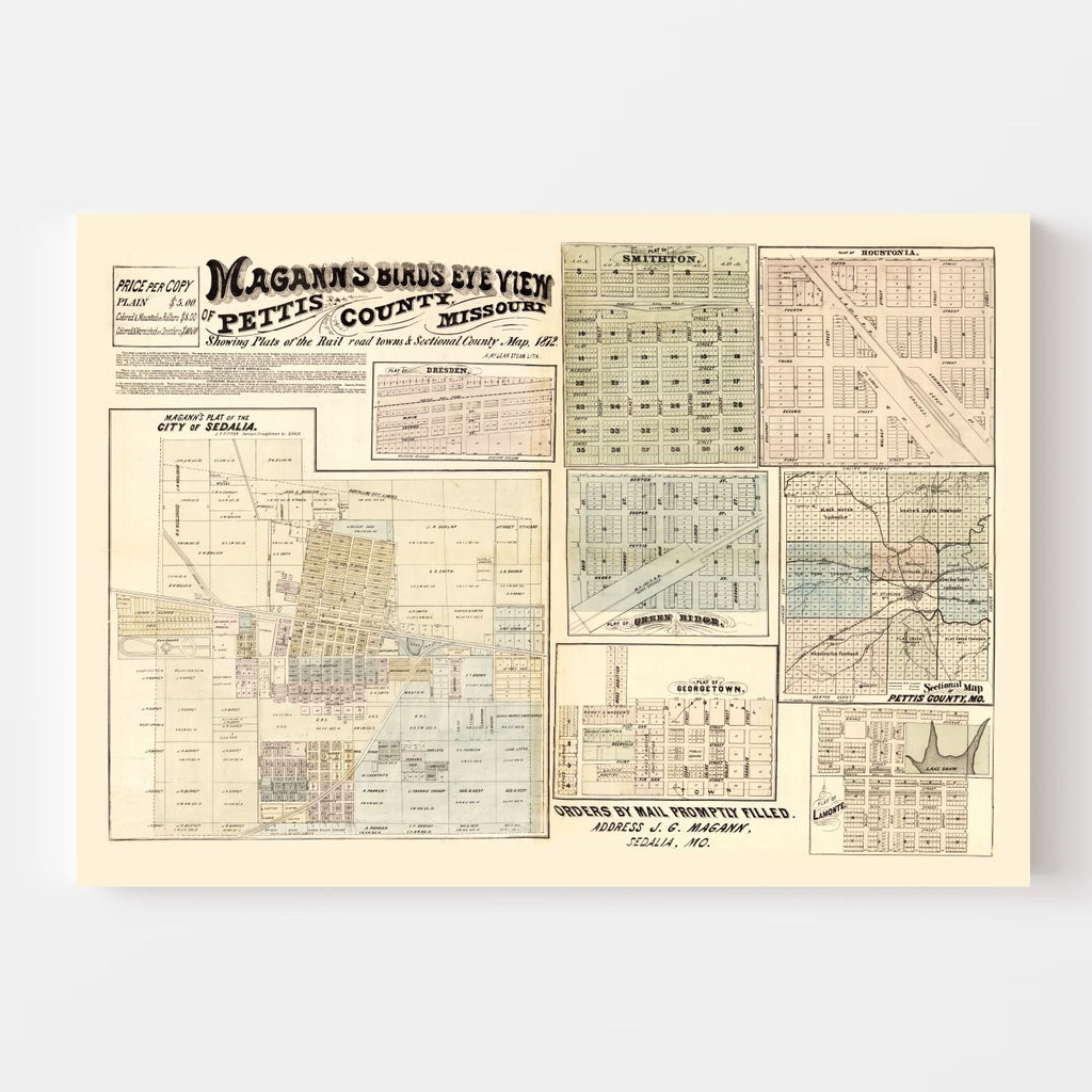 Vintage Map of Pettis County, Missouri 1872