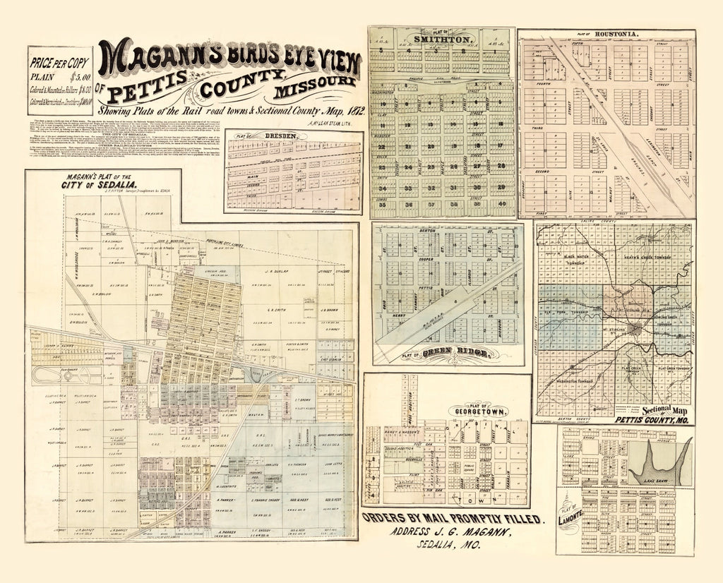Vintage Map of Pettis County, Missouri 1872