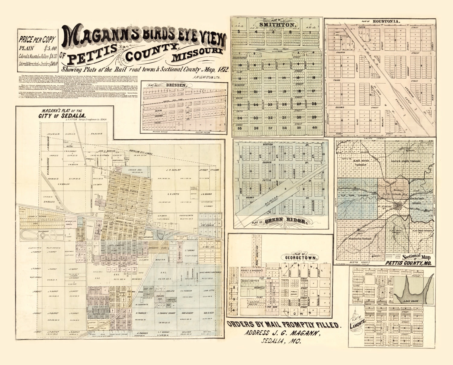 Vintage Map of Pettis County, Missouri 1872