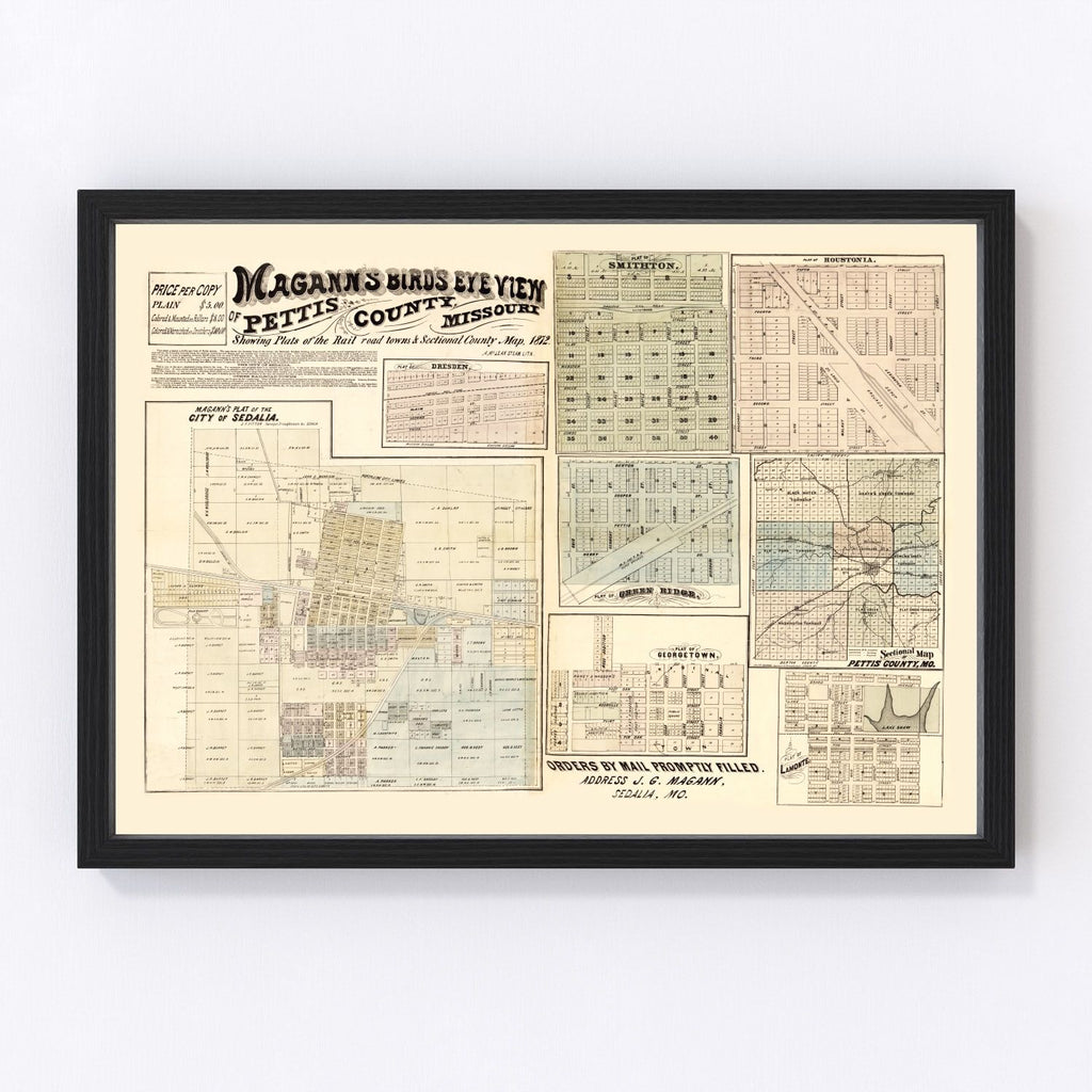 Vintage Map of Pettis County, Missouri 1872