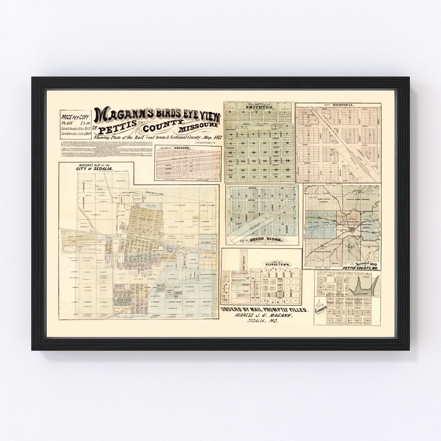 Vintage Map of Pettis County, Missouri 1872