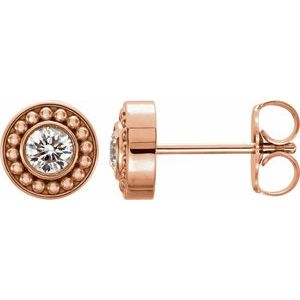 14K Rose Gold 1/5 CTW Natural Diamond Beaded Earrings