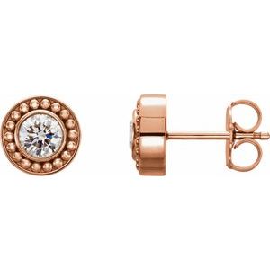 14K Rose Gold 1/2 CTW Natural Diamond Beaded Earrings
