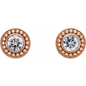14K Rose Gold 1/2 CTW Natural Diamond Beaded Earrings