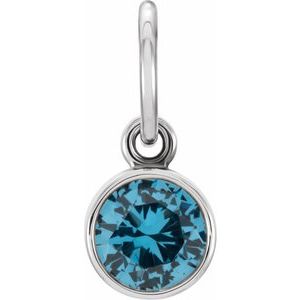 14K White Gold Posh Mommy® Imitation Blue Zircon Charm/Pendant