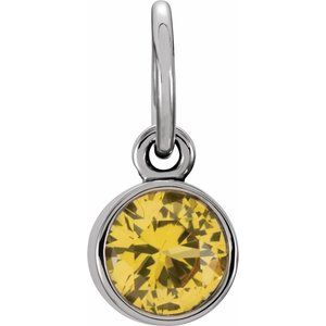 14K White Gold Posh Mommy® Imitation Citrine Charm/Pendant