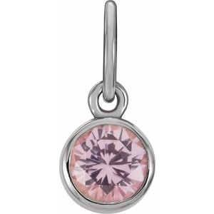 14K White Gold Posh Mommy® Imitation Pink Tourmaline Charm/Pendant