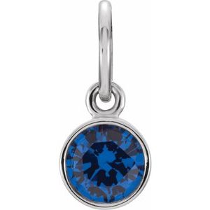 14K White Gold Posh Mommy® Imitation Blue Sapphire Charm/Pendant