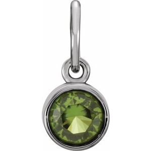 14K White Gold Posh Mommy® Imitation Peridot Charm/Pendant