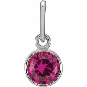 14K White Gold Posh Mommy® Imitation Ruby Charm/Pendant