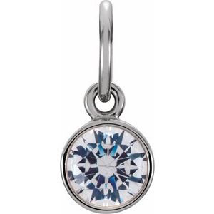 14K White Gold Posh Mommy® Imitation Diamond Charm/Pendant