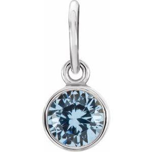 14K White Gold Posh Mommy�� Imitation Aquamarine Charm/Pendant