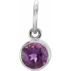 Sterling Silver Posh Mommy® Imitation Amethyst Charm/Pendant
