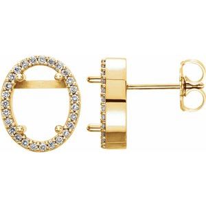 14K Yellow Gold 8x6 mm Oval 1/8 CTW Natural Diamond Semi-Set Earrings