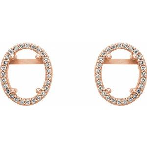 14K Rose Gold 8x6 mm Oval 1/8 CTW Natural Diamond Semi-Set Earrings – image 2