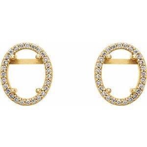 14K Yellow Gold 8x6 mm Oval 1/8 CTW Natural Diamond Semi-Set Earrings – image 2
