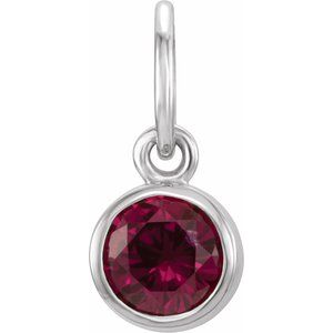 14K White Gold Posh Mommy® Imitation Garnet Charm/Pendant