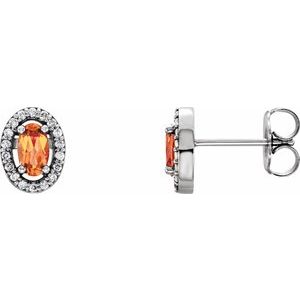 14K White Gold Natural Citrine & 1/10 CTW Natural Diamond Earrings