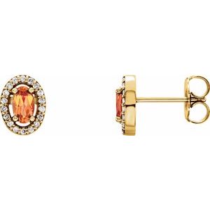 14K Yellow Gold Natural Citrine & 1/10 CTW Natural Diamond Earrings