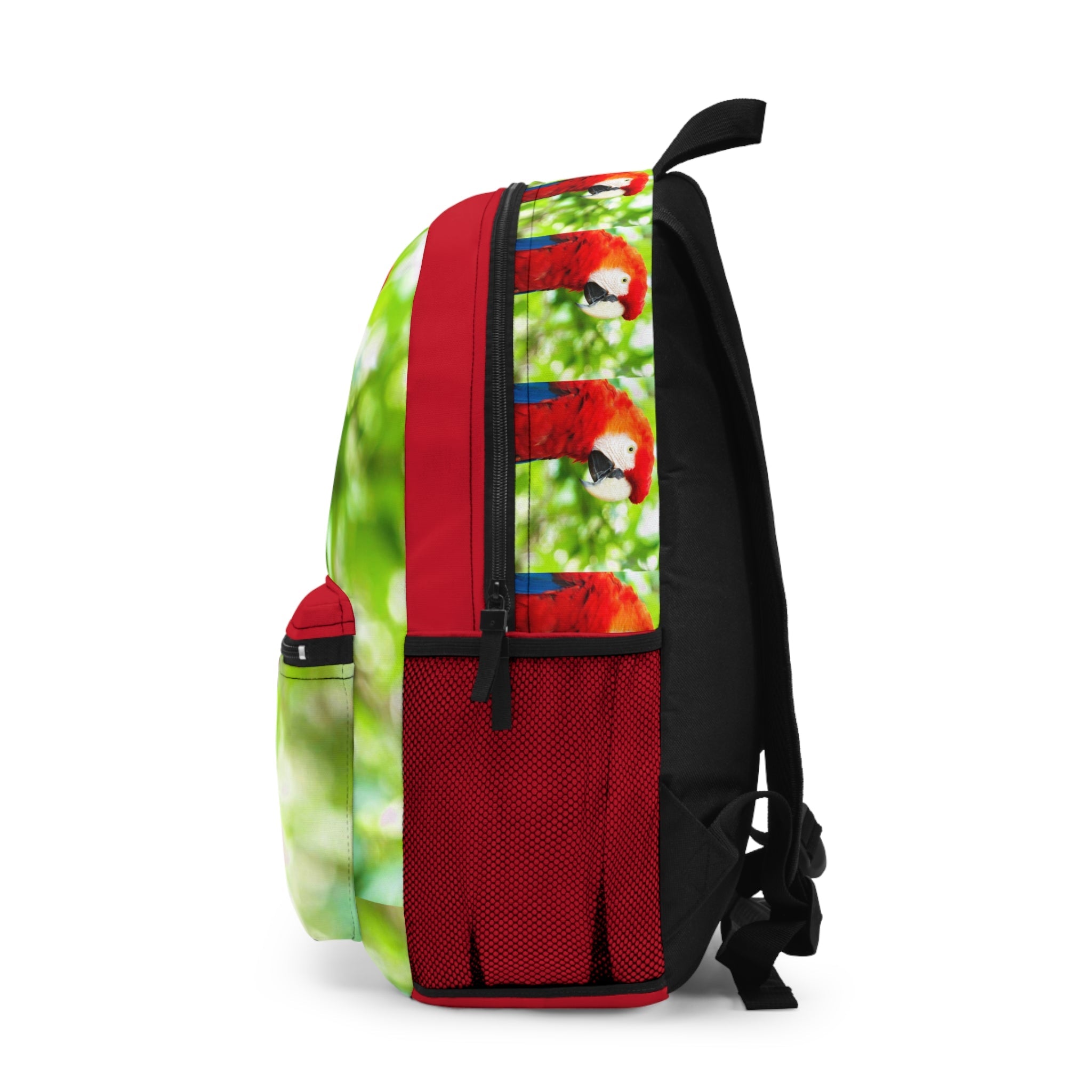 Personalized Backpack - Red Macaw Bird, Tropical Design, Nature Lover, School Bag, Travel Backpack, Outdoor Adventure
