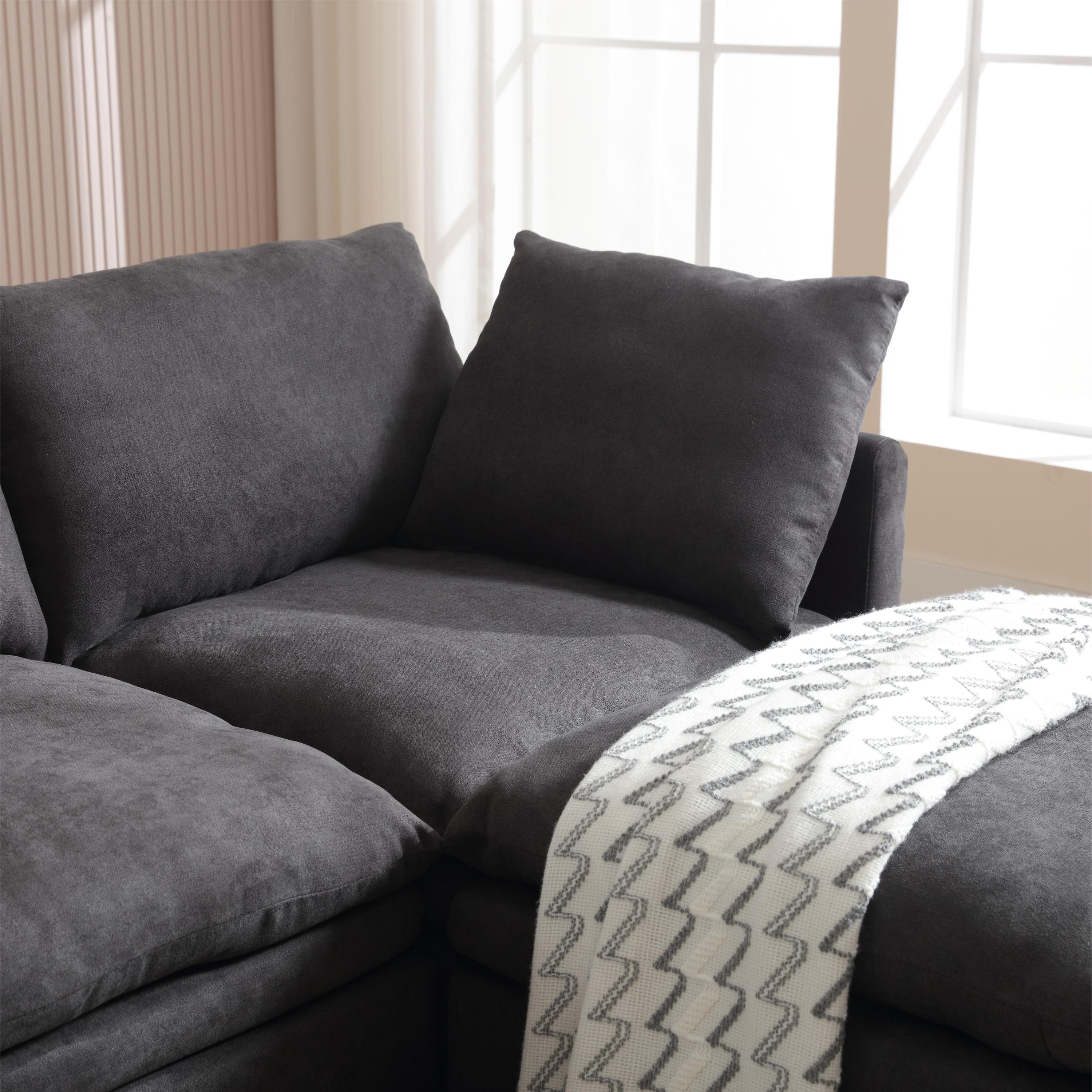 [ PACKAGING NEW UPGRADE]   [VIDEO PROVIDED]Modern U-shaped Sectional Sofa ,5-seat  Sofa ,Sleeper Sofa Couch with Chaise Lounge for Living Room,Apartment,Upholstered,Polyester,New upgrade,Dark Gray