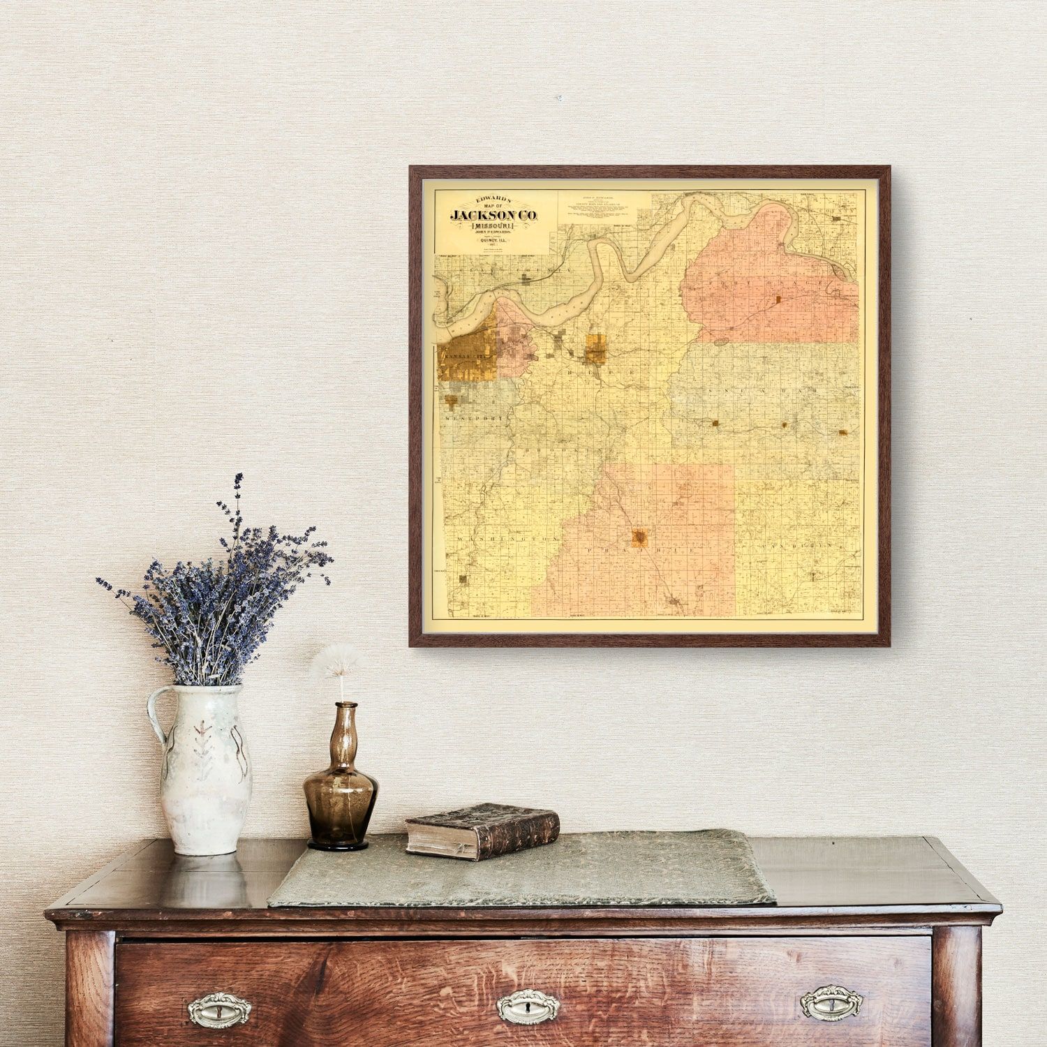 Vintage Map of Jackson County, Missouri 1887