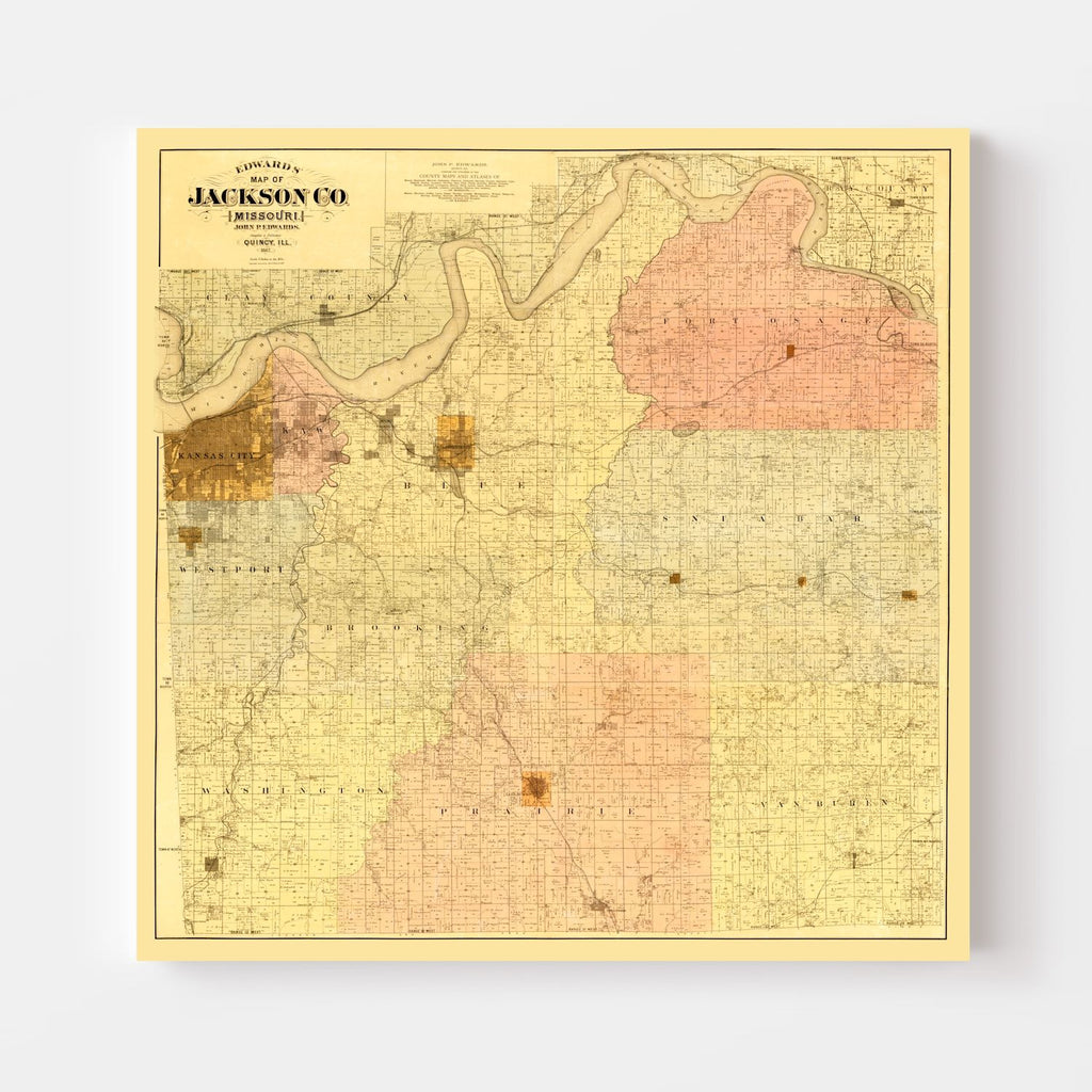 Vintage Map of Jackson County, Missouri 1887