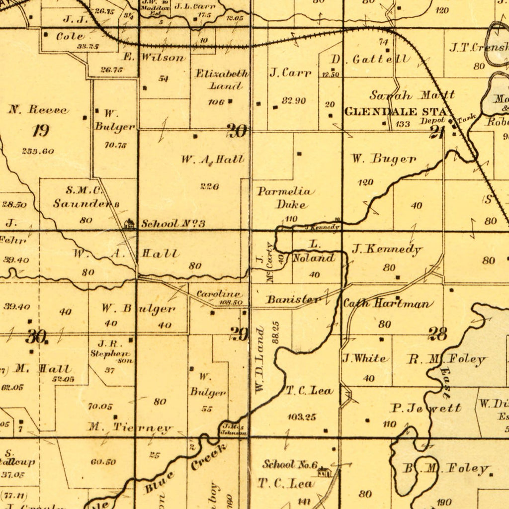 Vintage Map of Jackson County, Missouri 1887