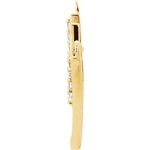 14K Yellow Gold Accented "Lucky" Phrase Necklace Center