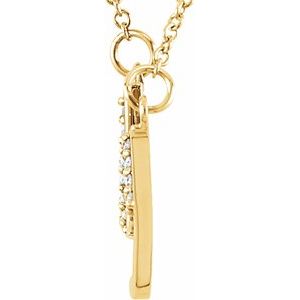 14K Yellow Gold .06 CTW Natural Diamond "Lucky" Phrase 16 1/2" Necklace