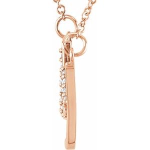 14K Rose Gold .06 CTW Natural Diamond "Lucky" Phrase 16 1/2" Necklace