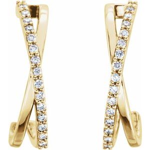 14K Yellow Gold 1/6 CTW Natural Diamond Criss-Cross J-Hoop Earrings