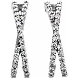 14K White Gold 1/4 CTW Natural Diamond Criss-Cross J-Hoop Earrings – image 2