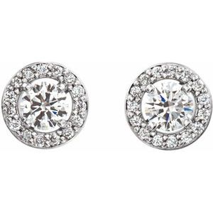 14K White Gold 1/2 CTW Lab-Grown Diamond Halo-Style Earrings – image 2