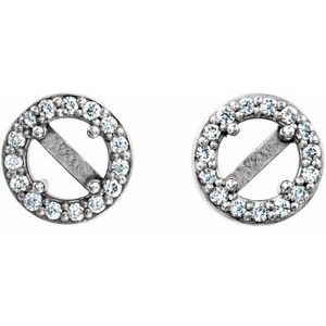 14K White Gold 3.4 mm Round .08 CTW Natural Diamond Semi-Set Earrings – image 2