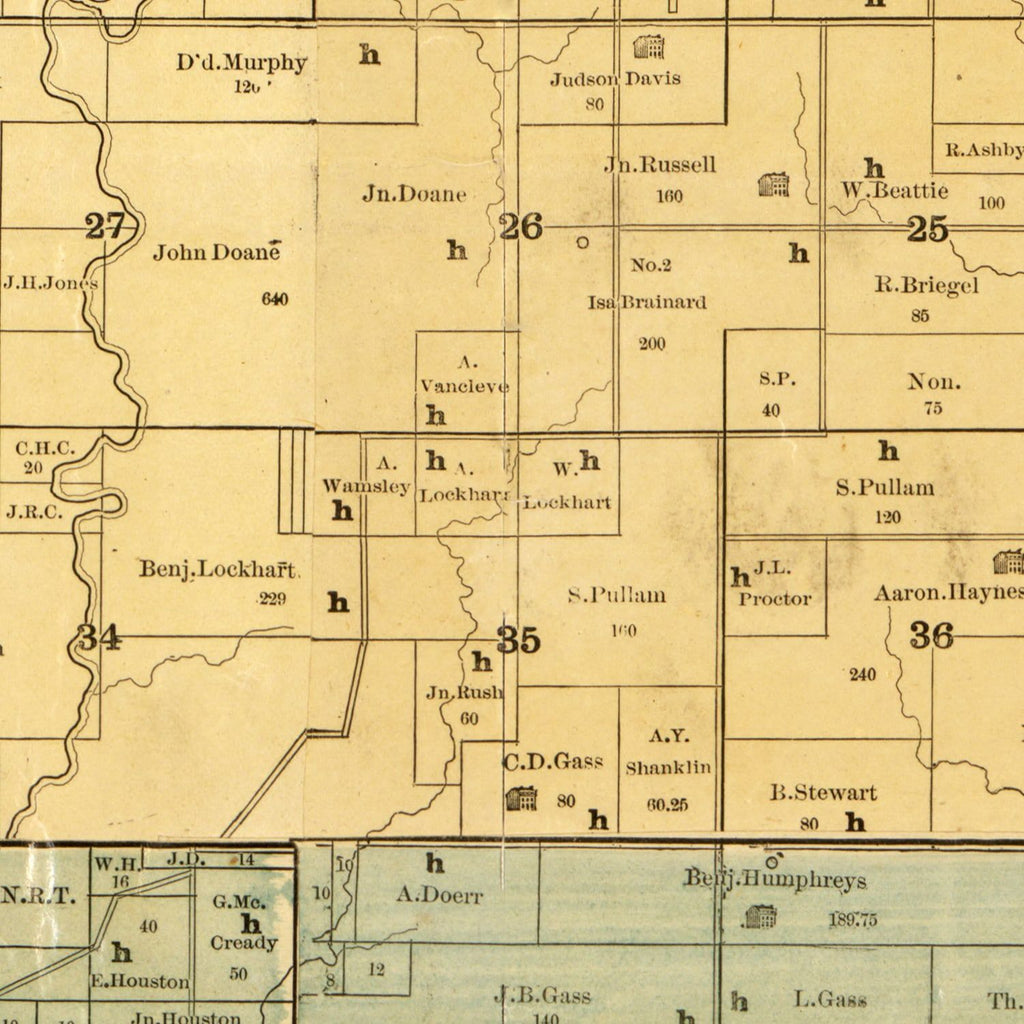 Vintage Map of Gundy County, Missouri 1890