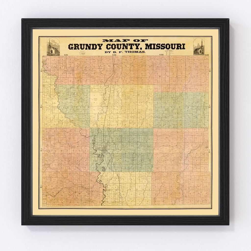 Vintage Map of Gundy County, Missouri 1890