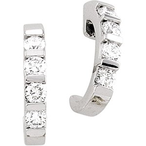 14K White Gold 1/2 CTW Natural Diamond J-Hoop Earrings