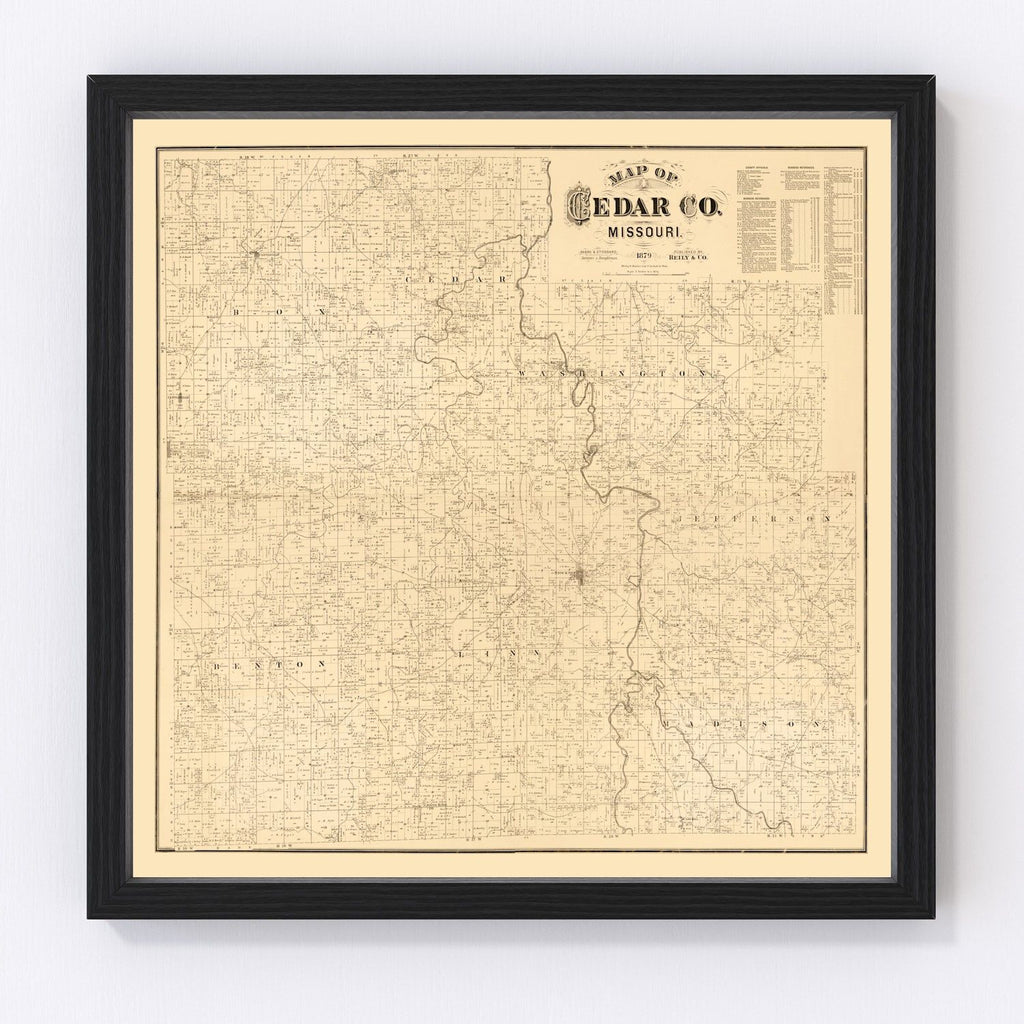 Vintage Map of Cedar County, Missouri 1879