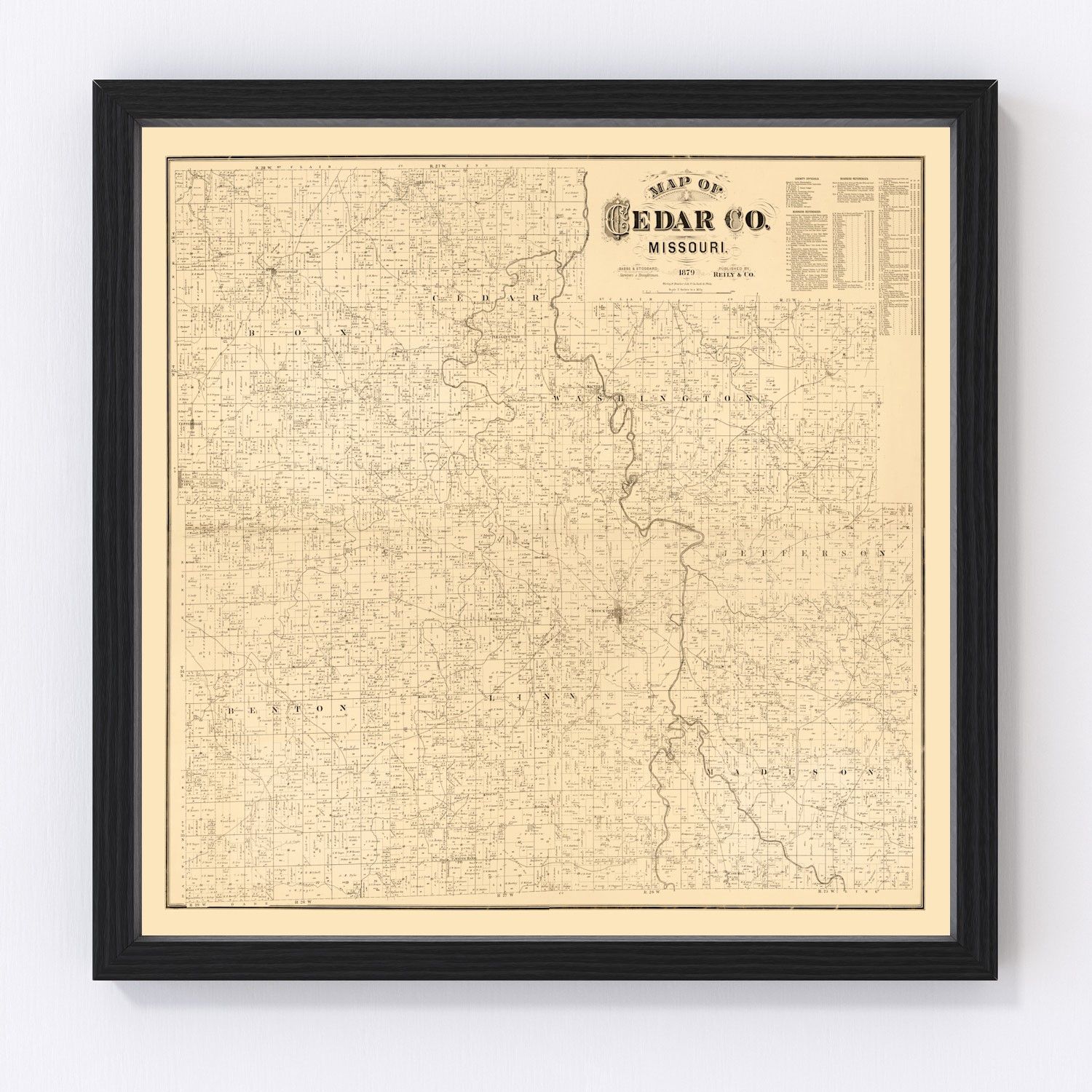 Vintage Map of Cedar County, Missouri 1879