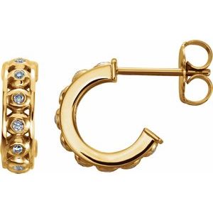 14K Yellow Gold .07 CTW Natural Diamond 10.73 mm Hoop Earrings