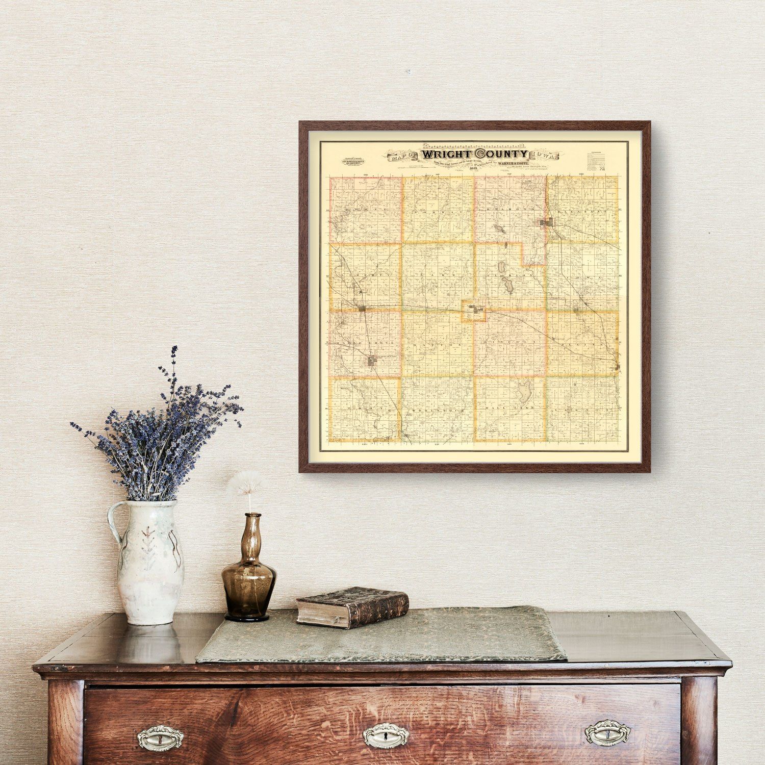 Vintage Map of Wright County, Iowa 1885