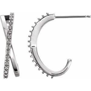 Platinum Criss-Cross J-Hoop Earring Mounting