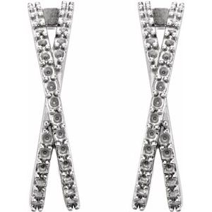 14K White Gold Criss-Cross J-Hoop Earring Mounting – image 2