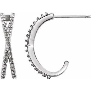 Platinum Criss-Cross J-Hoop Earring Mounting