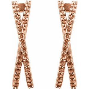 14K Rose Gold Criss-Cross J-Hoop Earring Mounting – image 2