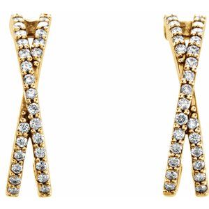 14K Yellow Gold 1/4 CTW Natural Diamond Criss-Cross J-Hoop Earrings – image 2