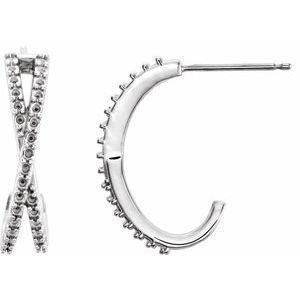 Platinum Criss-Cross J-Hoop Earring Mounting